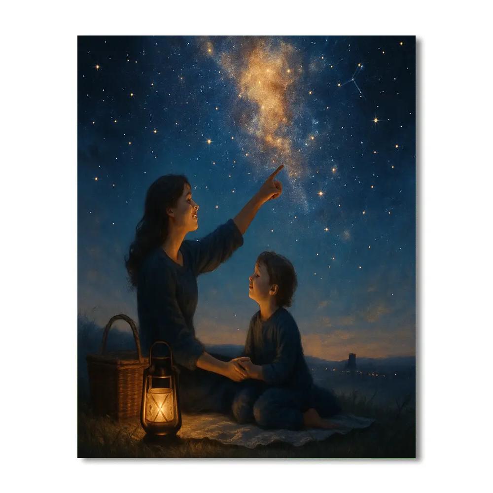 Mom And Child Starry Picnic Painting by numbers kit