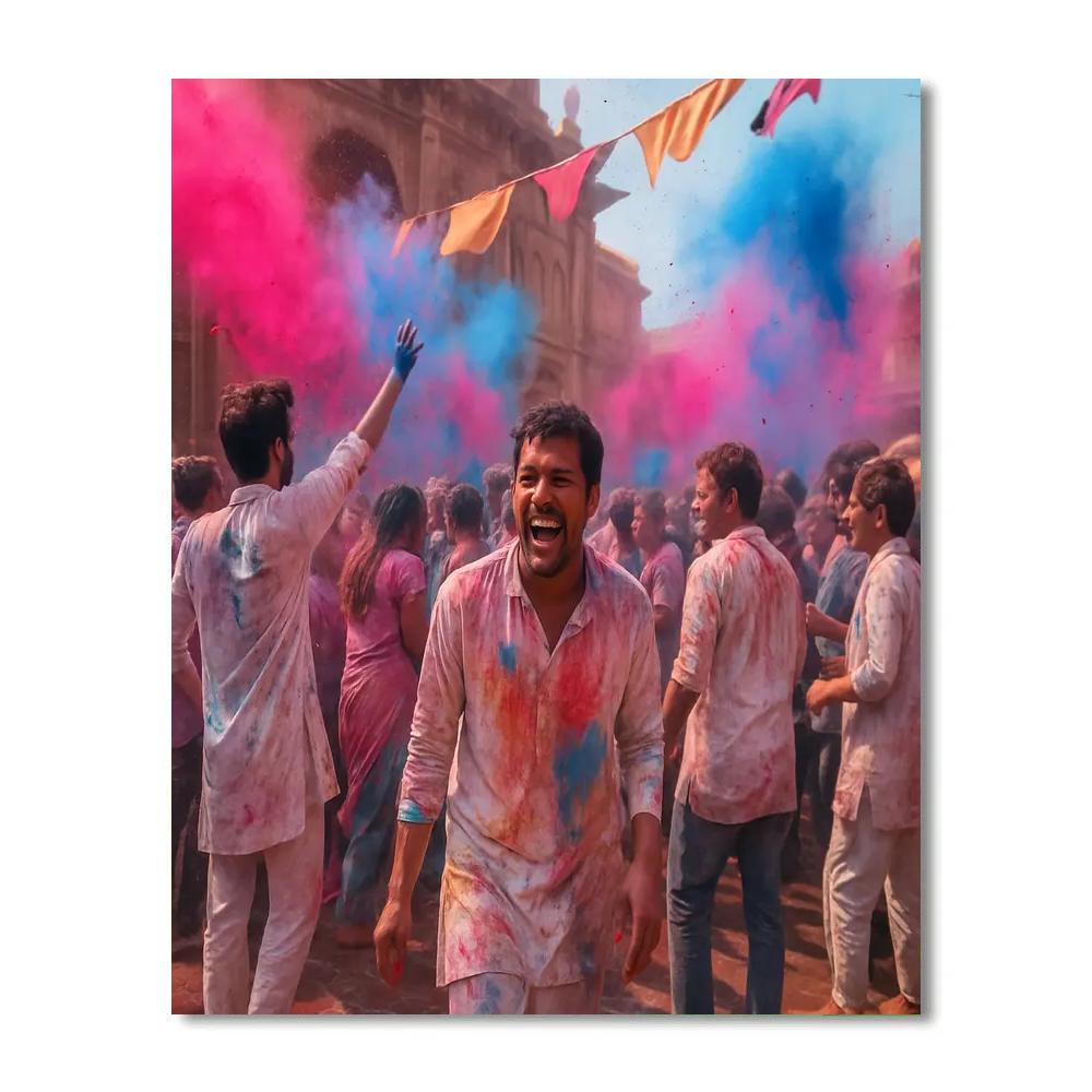 Holi Colors In Mathura Celebration paint by numbers