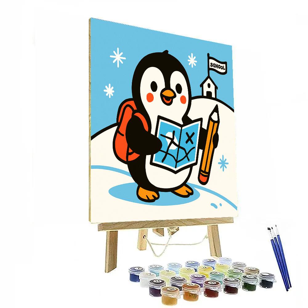 Explorer Penguin At School paint by numbers