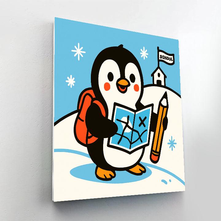 Explorer Penguin At School paint by numbers