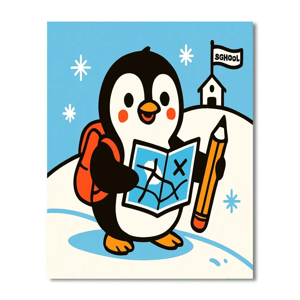 Explorer Penguin At School paint by numbers