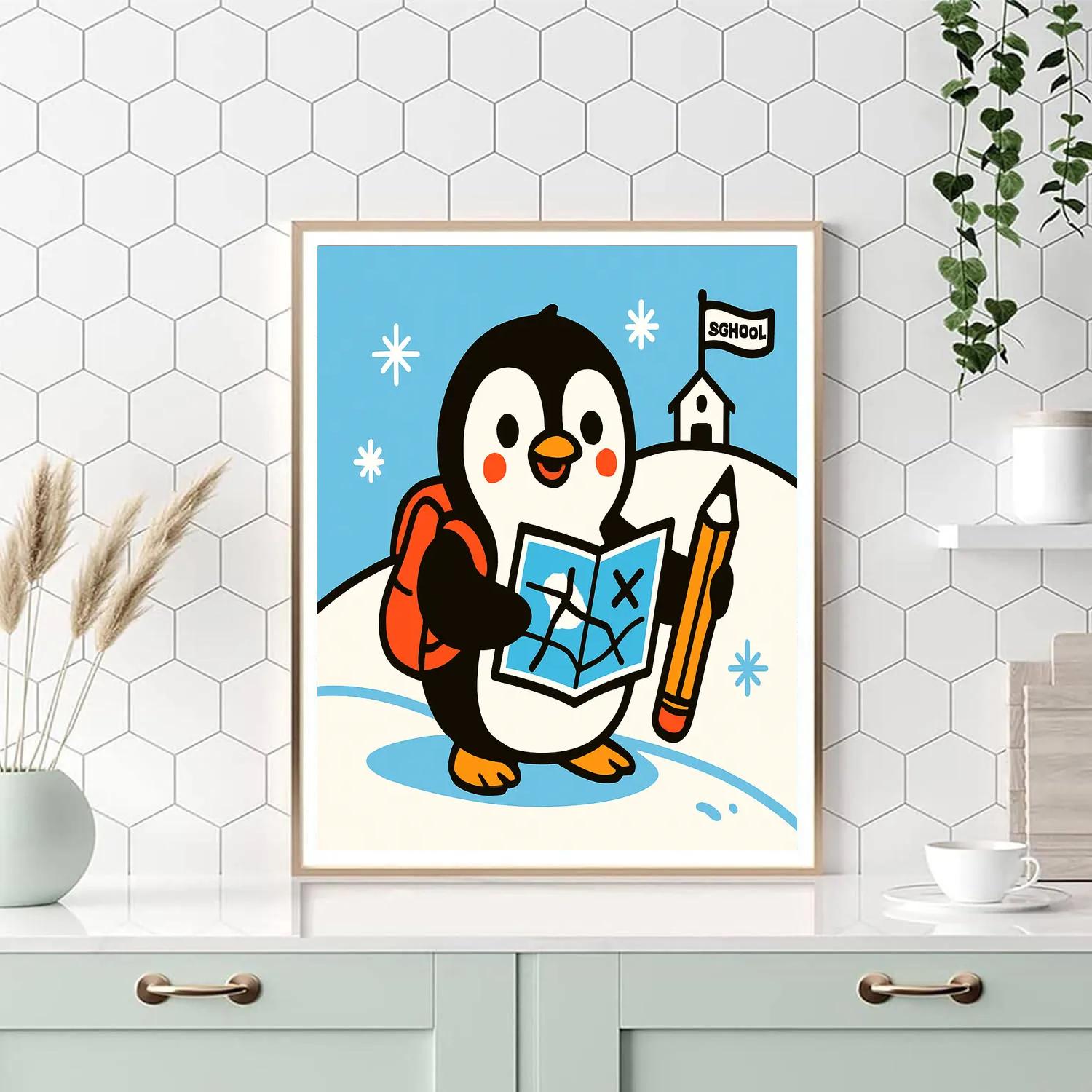 Explorer Penguin At School paint by numbers