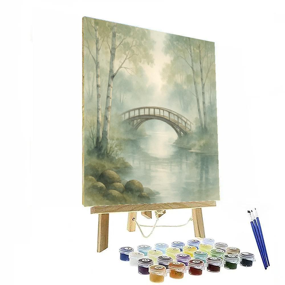 Birch Bridge At Dawn Number painting
