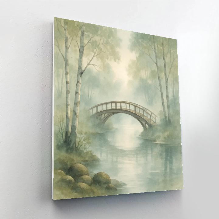 Birch Bridge At Dawn Number painting