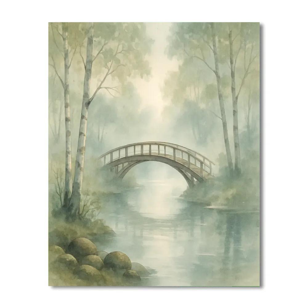 Birch Bridge At Dawn Number painting