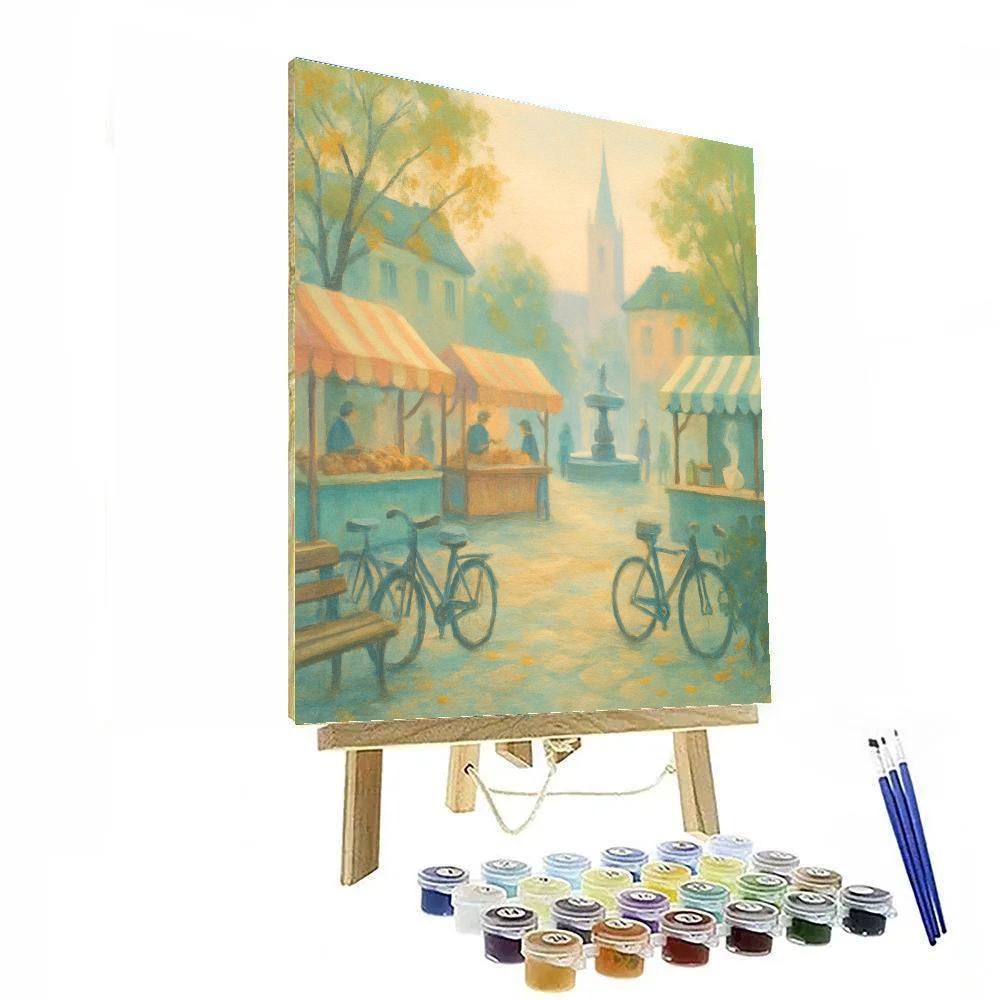 Morning Market On Cobblestone Square Paint by numbers kits