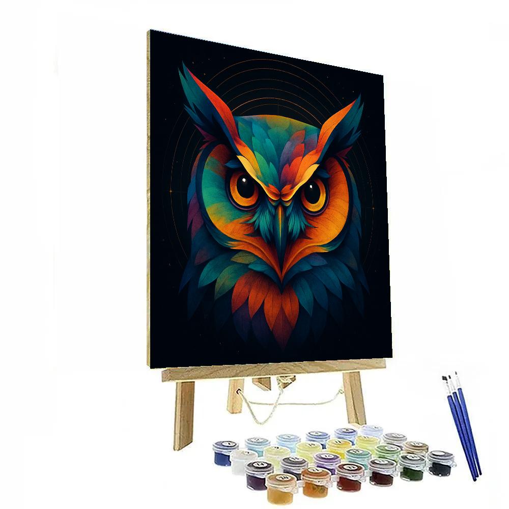 Prismatic Owl Sentinel Number painting
