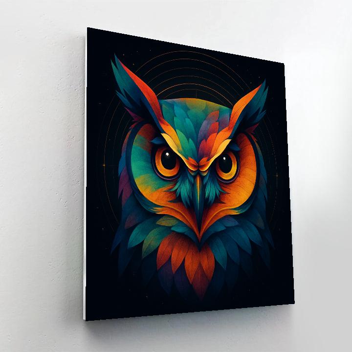 Prismatic Owl Sentinel Number painting