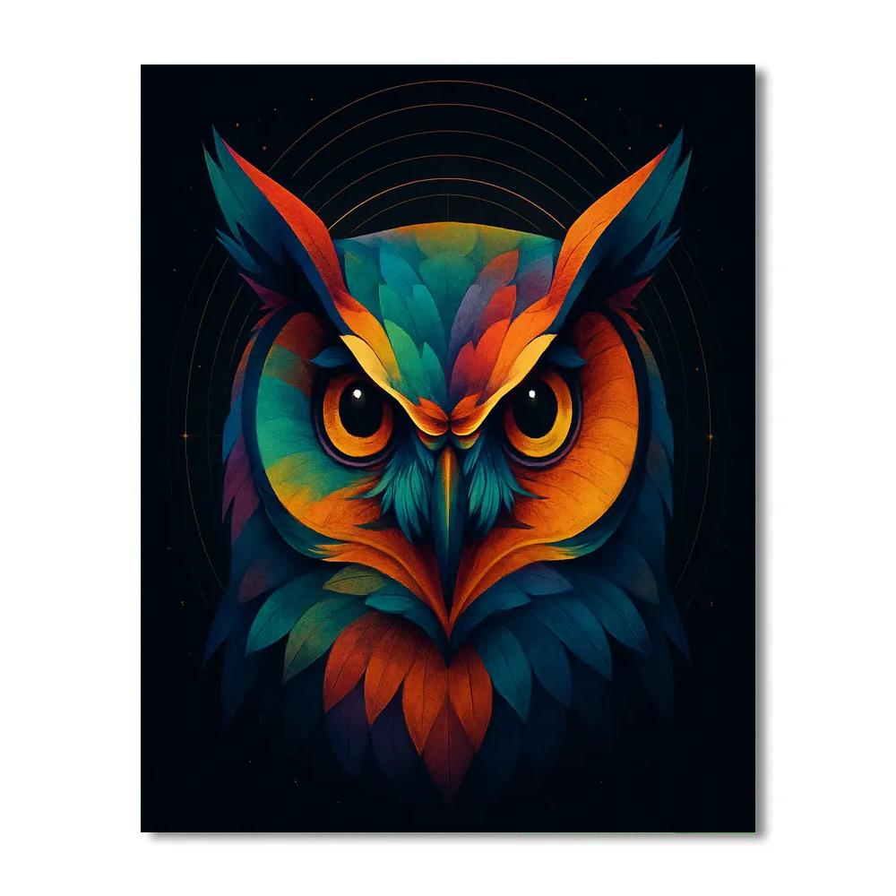 Prismatic Owl Sentinel Number painting