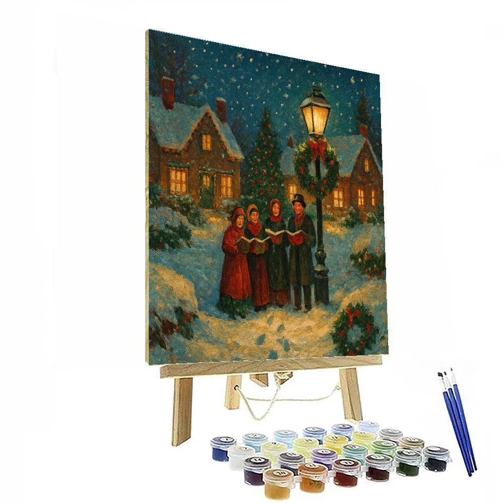 Snowlit Village Carolers Numbered painting kits
