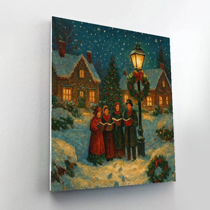 Snowlit Village Carolers Numbered painting kits