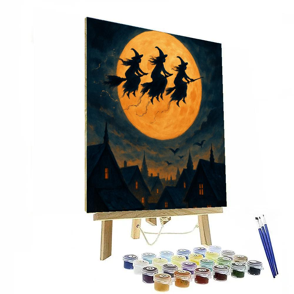 Witches Over The Amber Moon Paint by numbers art
