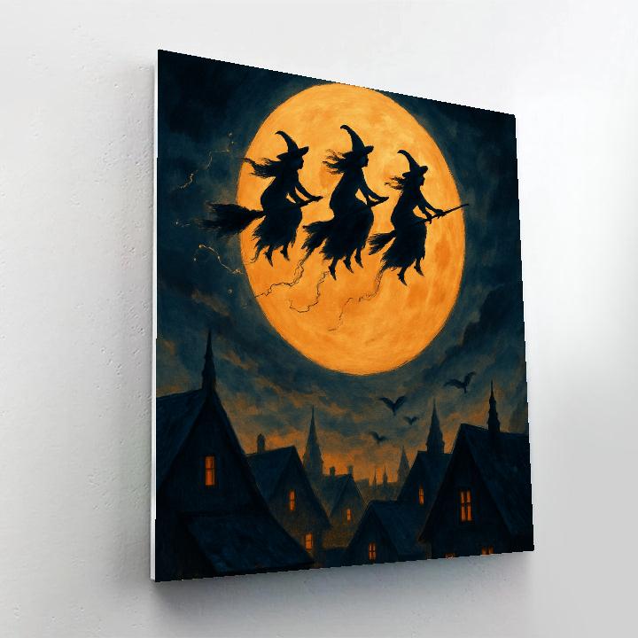 Witches Over The Amber Moon Paint by numbers art