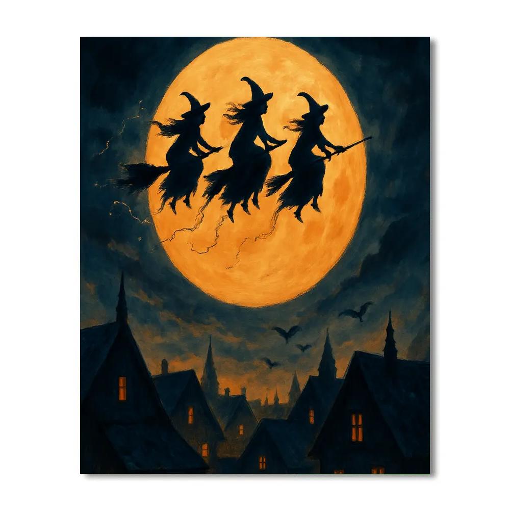 Witches Over The Amber Moon Paint by numbers art
