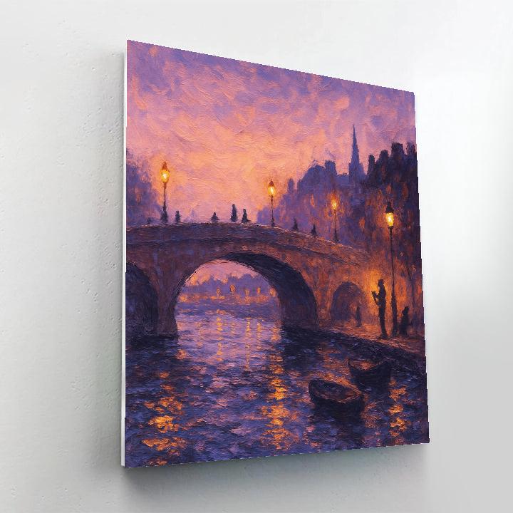 Twilight Bridge With Lantern Reflections paint by color