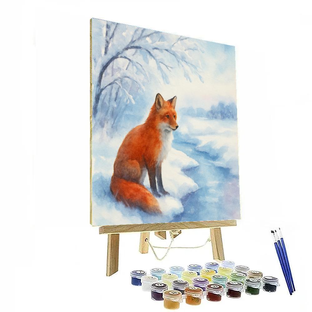 Fox On The Frozen Stream Number painting