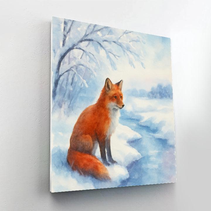 Fox On The Frozen Stream Number painting