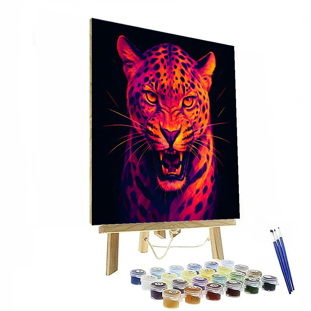 Crimson Leopard Burst painting number kit