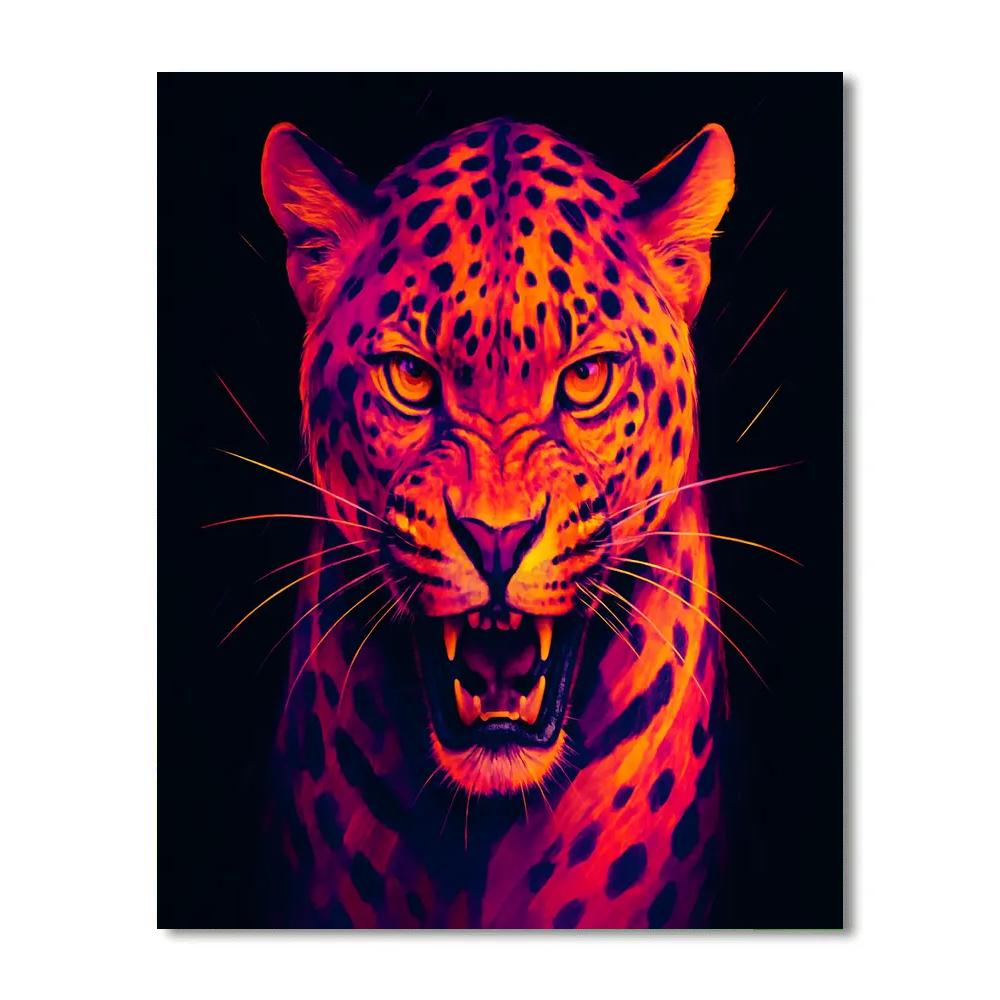 Crimson Leopard Burst painting number kit