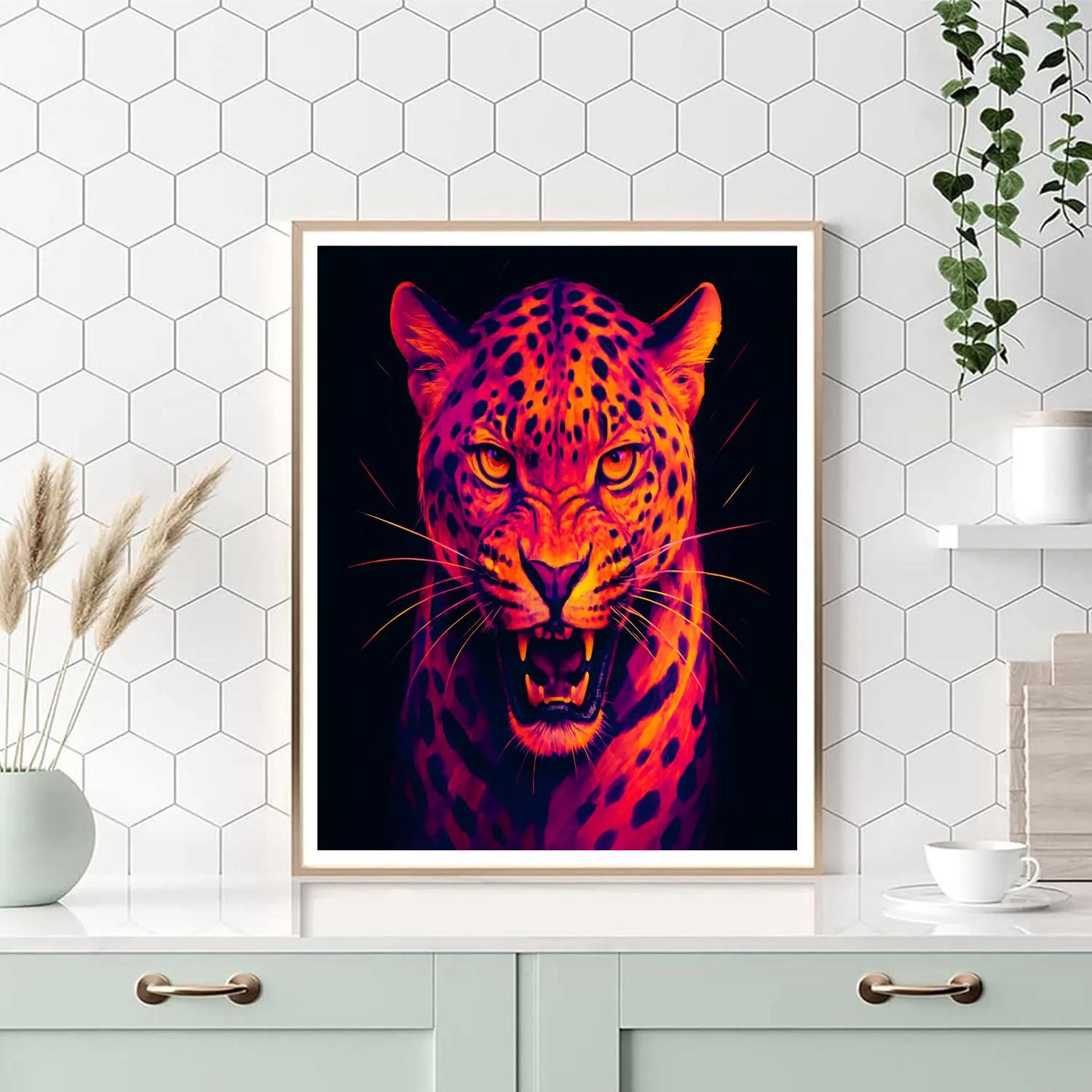 Crimson Leopard Burst painting number kit