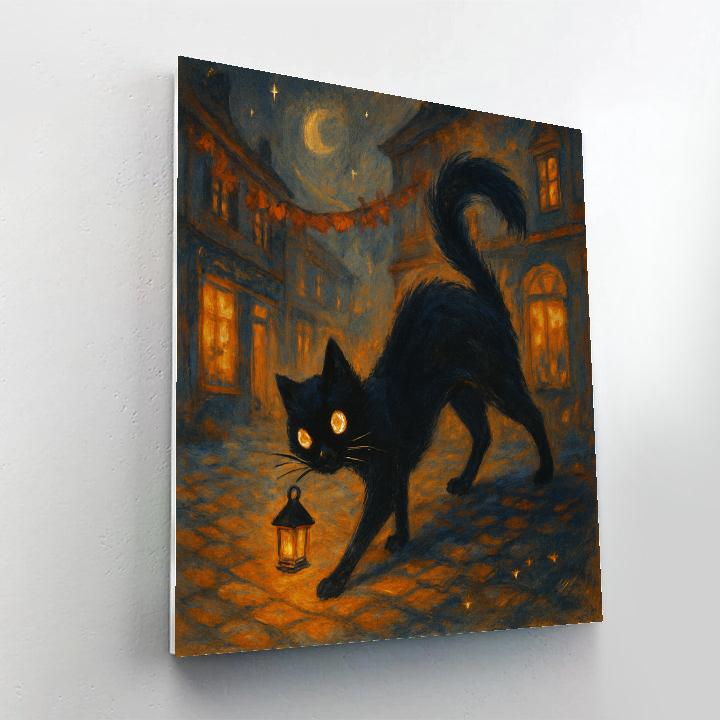 Lantern Cat Of The Enchanted Lane Paint by numbers art