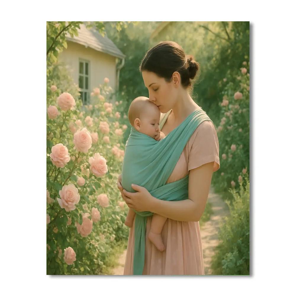 Garden Walk With Mom And Baby paint by numbers