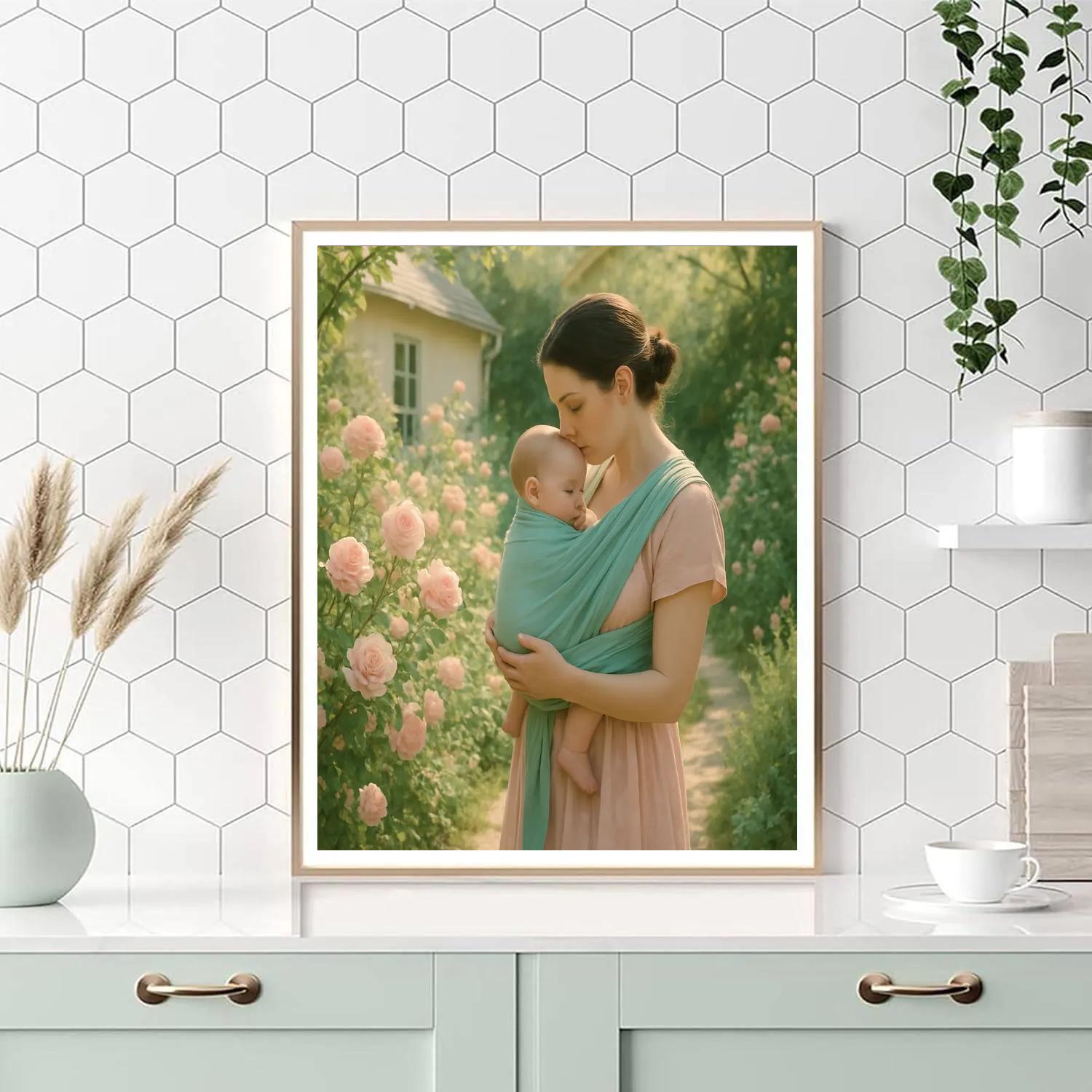 Garden Walk With Mom And Baby paint by numbers