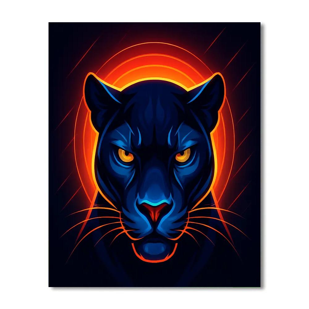Solar Panther Halo Number painting