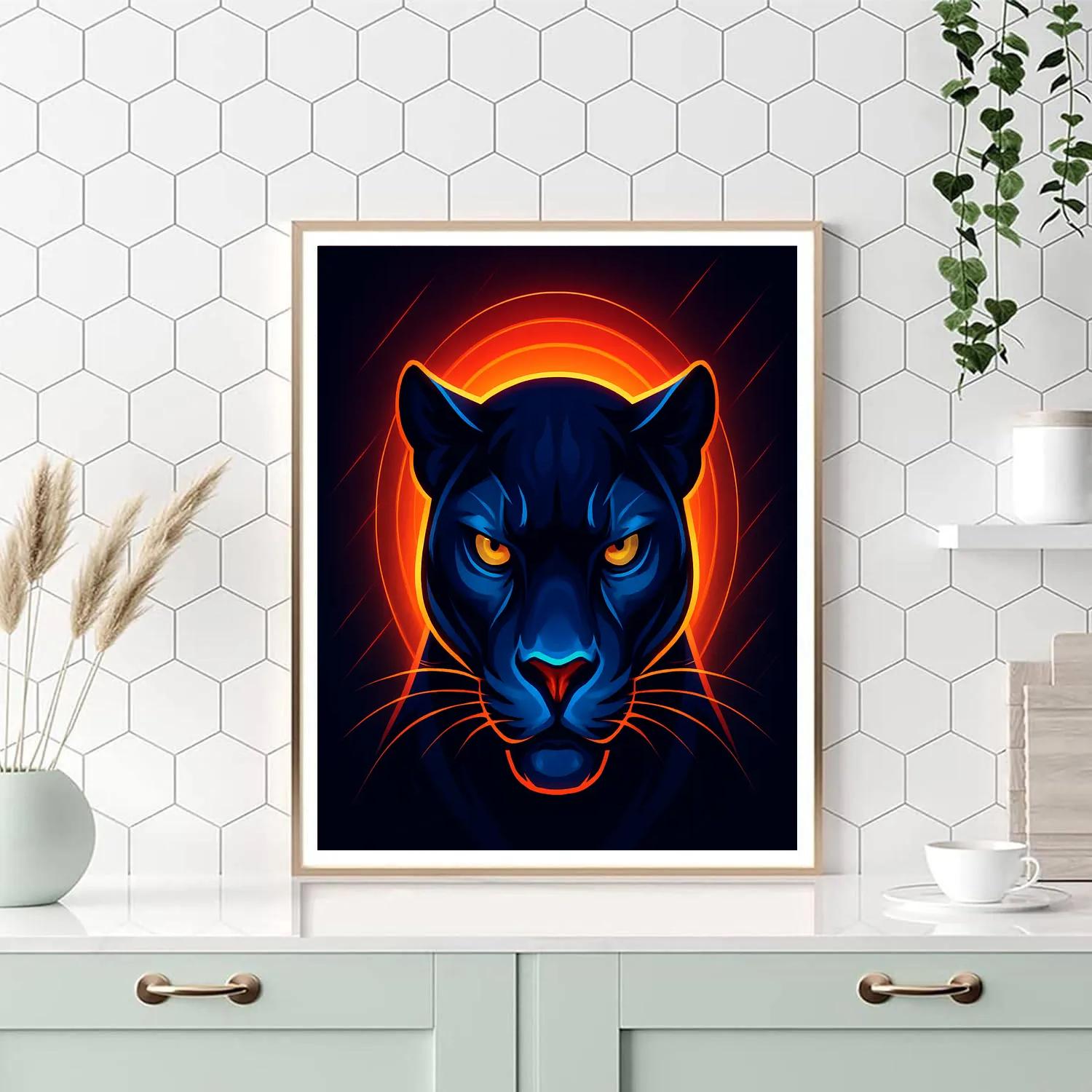 Solar Panther Halo Number painting