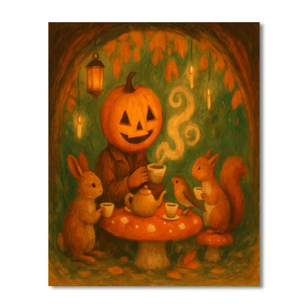 Pumpkin Tea Party In The Hollow Paint by numbers art