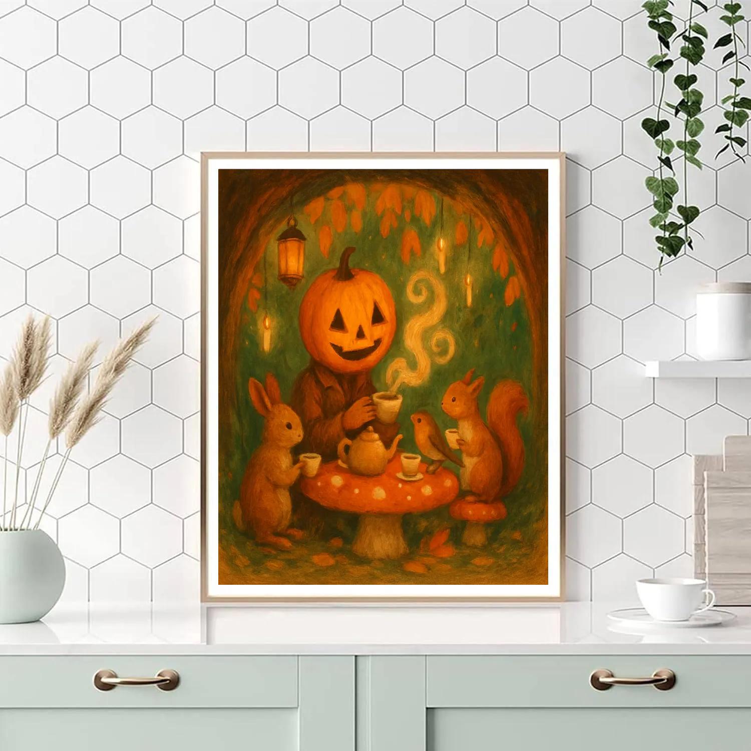 Pumpkin Tea Party In The Hollow Paint by numbers art