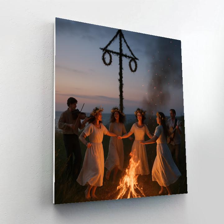 Midsummer Bonfire In Gotland Numbered painting kits