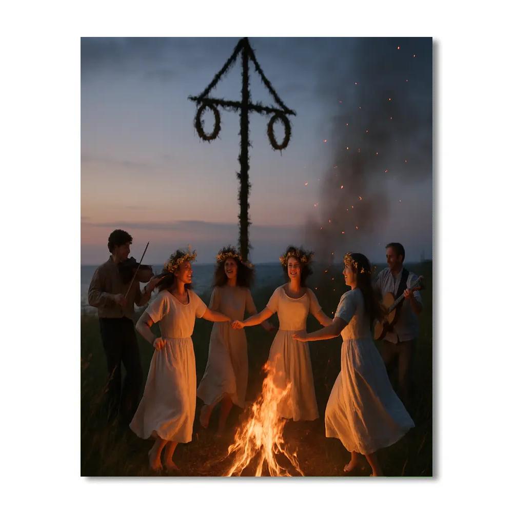 Midsummer Bonfire In Gotland Numbered painting kits
