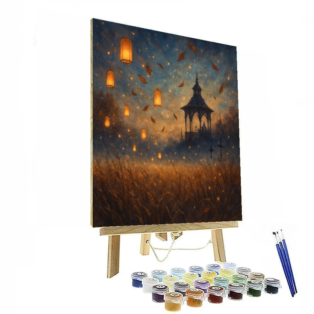 Autumn Meadow Of Floating Lanterns paint by numbers