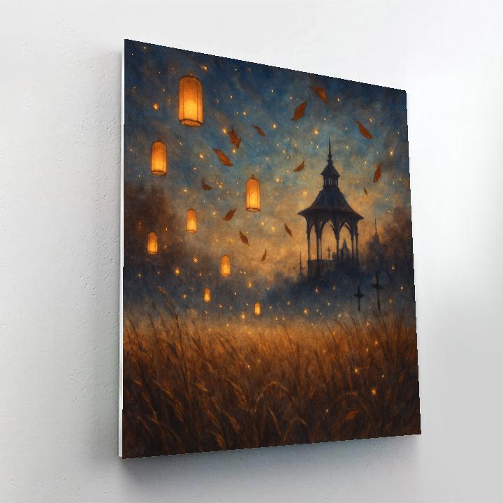 Autumn Meadow Of Floating Lanterns paint by numbers