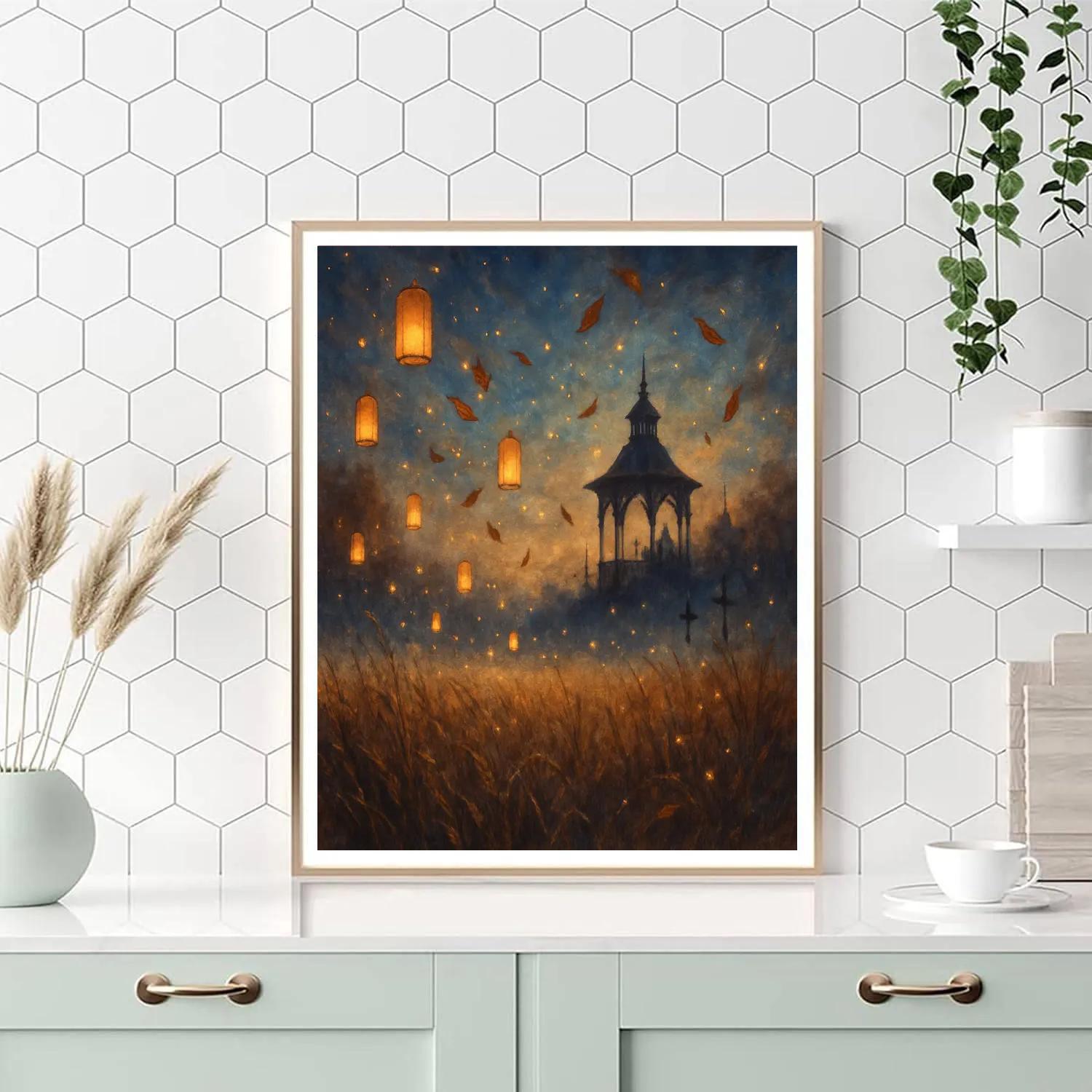 Autumn Meadow Of Floating Lanterns paint by numbers