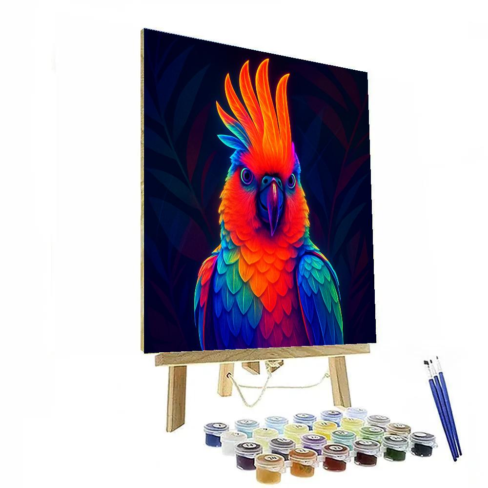 Neon Parrot Crest paint by numbers