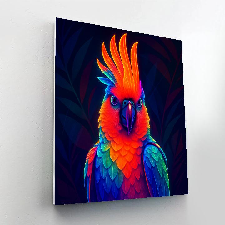 Neon Parrot Crest paint by numbers