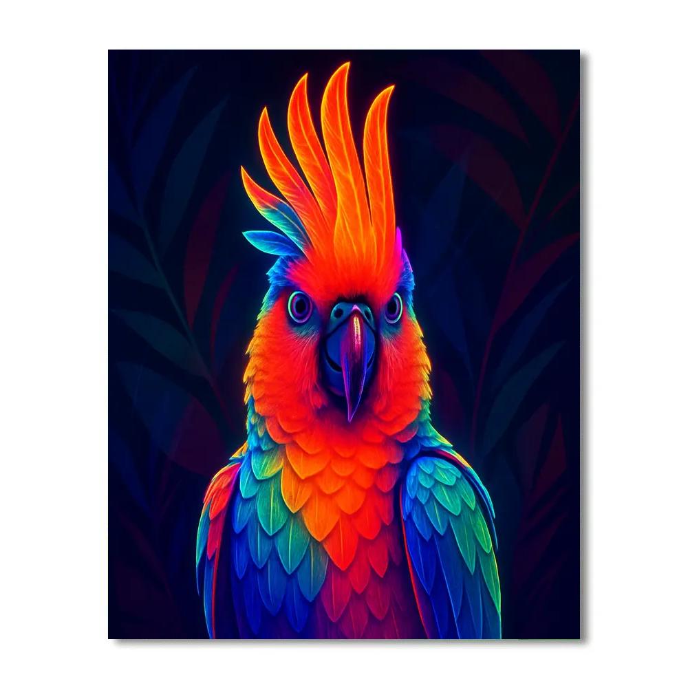 Neon Parrot Crest paint by numbers
