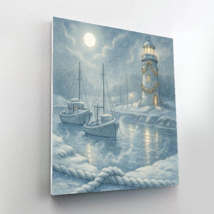 Fishermans Frosty Harbor Number painting