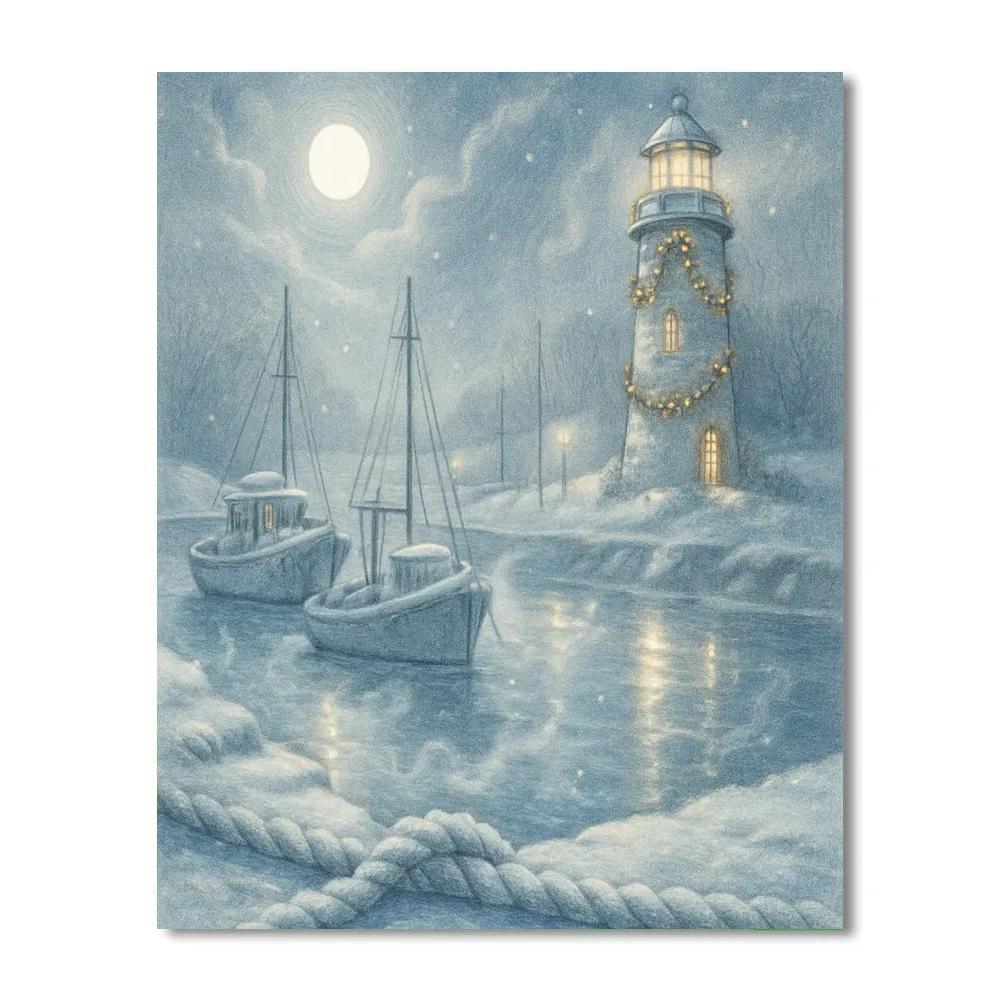 Fishermans Frosty Harbor Number painting