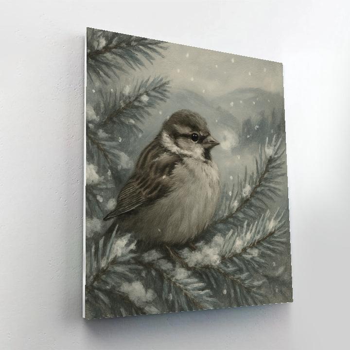 Snowy Sparrow Rest Painting by numbers kit
