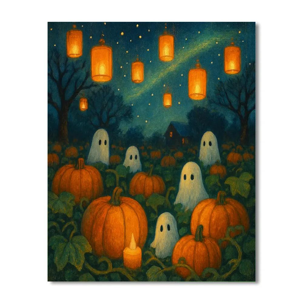 Lanterns Over The Pumpkin Patch Number painting