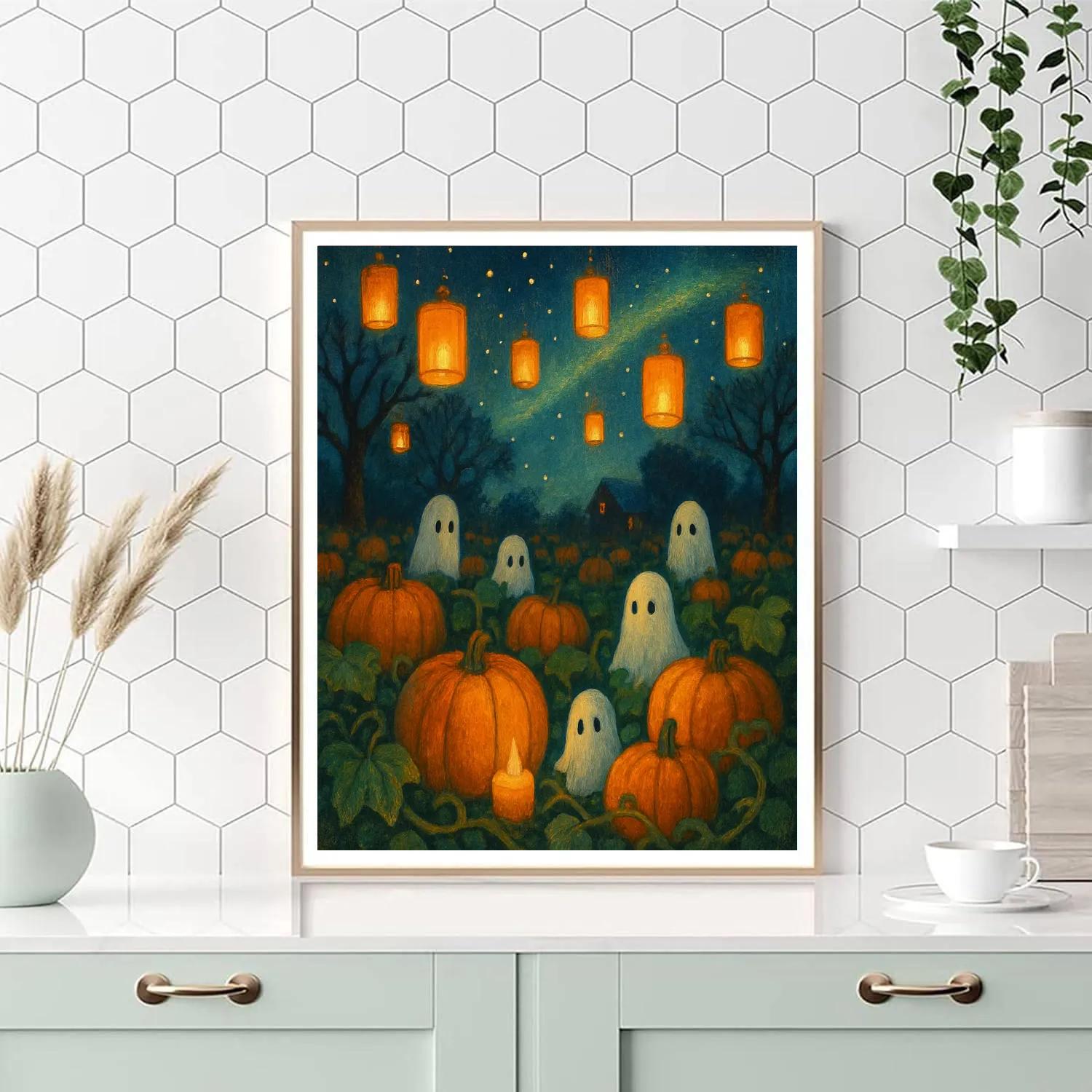 Lanterns Over The Pumpkin Patch Number painting