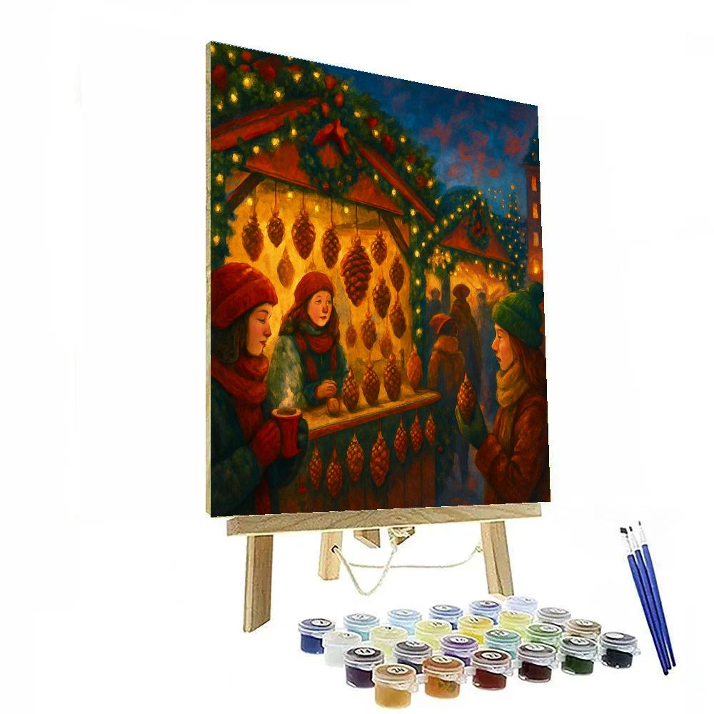 Pinecone Market At Dusk painting number kit