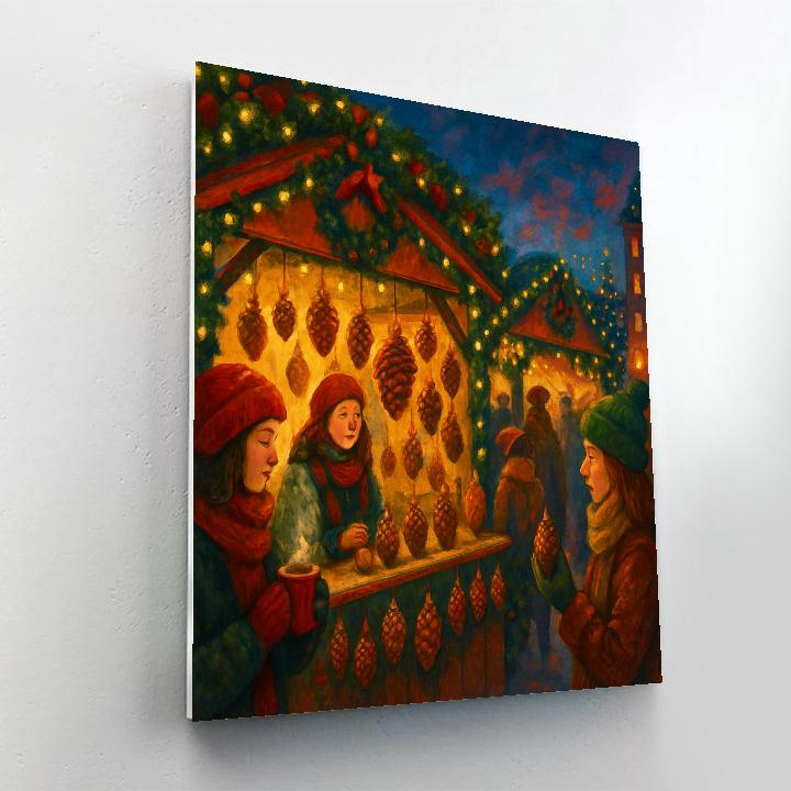 Pinecone Market At Dusk painting number kit