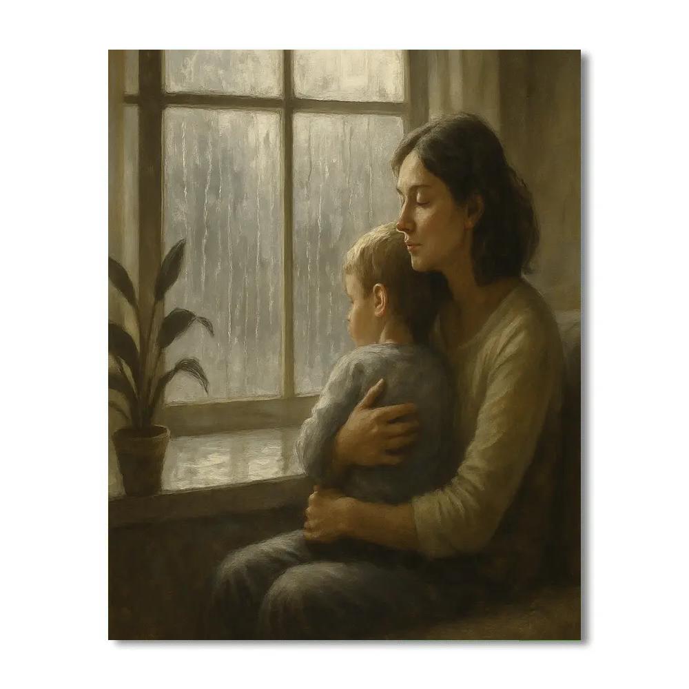 Rainy Day Window Embrace Numbered painting kits