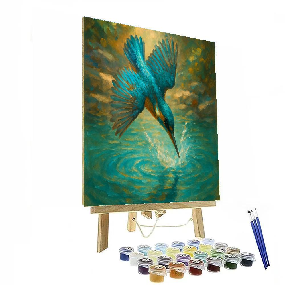 Kingfisher Over Turquoise Pool Numbered painting kits