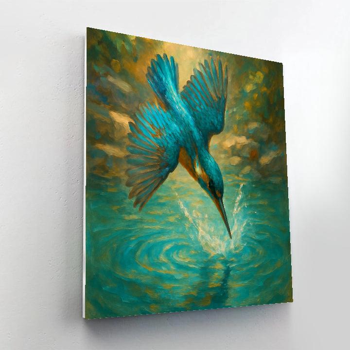 Kingfisher Over Turquoise Pool Numbered painting kits