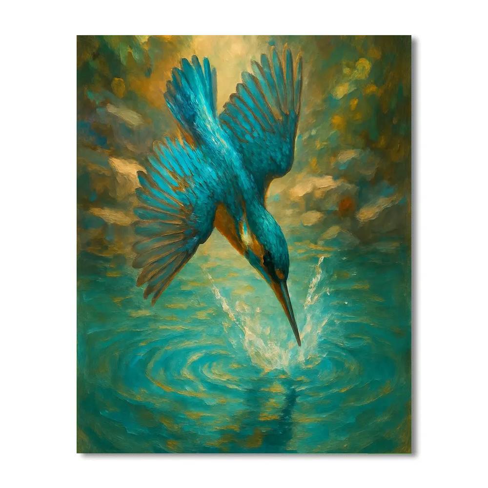Kingfisher Over Turquoise Pool Numbered painting kits